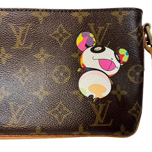 Louis Vuitton Panda Pochette Bag Trotteur Baguette Monogram Vintage Murakami LV - Picture 5 of 15